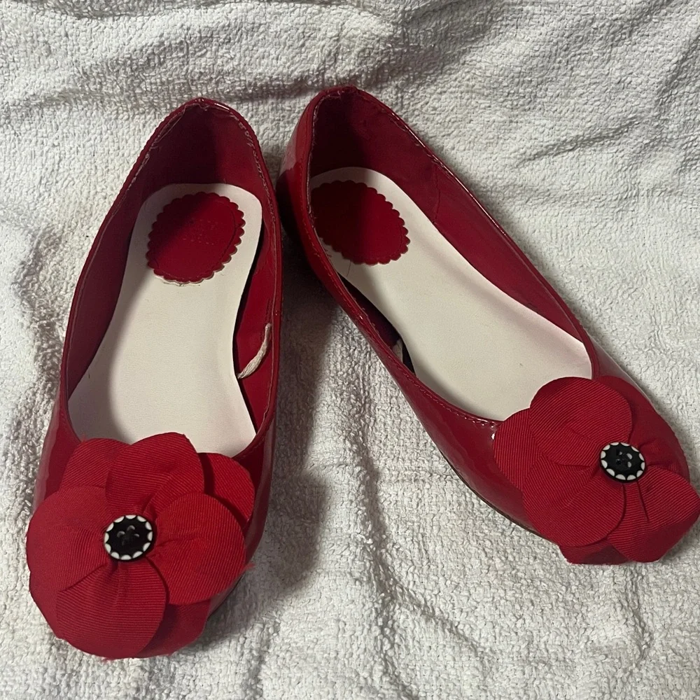 Janie and Jack girls Red patent leather Shoes with Flower Accent in size 1